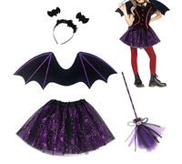 Girl Bat Costume - Kids Baat Ccostume, Halloween Cosstume Girls | Halloween Girls Vampire Costumme Gothic Evil Countess Dress Deluxe Outfits, Batt Wing Jumpsuit Romper Wings for Role Play Fun