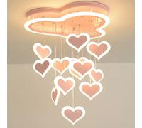 Girl Bedroom Lights - Ceiling Pendant Lights Modern Simple Love Heart Chandelier - Children's Room 80W LED Cool White Light Warm Decorative Hanging Lighting Fixture - Pink