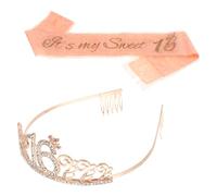 Girl Birthday Crown Hair Band and Lace Sash Set 2pcs