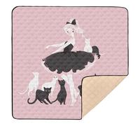 Girl Black Cat Soft Thick Baby Activity Play Mat for Indoor Outdoor Cozy Breathable Baby Play Tummy Time Mat for Baby Toddler Infant, 50'' x 50''