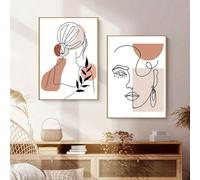 Girl Body Back Line Wall Art Bohemian Style Abstract Line Leaves Poster Canvas Painting Home Living Room Wall Decor(40x50cm/2Pcs Frameless)
