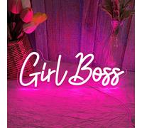 Girl Boss Neon Pink USB Led Light Up Sign for Girls Bedroom Home Wall Decor Female Office Dest Wall Art Sign Christmas Birthday Gifts, 15.7 x 5.9 Inch