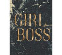 Girl Boss: Notebook 120 College Ruled Lined Pages Black Marble Gold Glossy Cover A4 Size