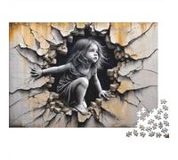 Girl Breaking Wall 1000 Piece Jigsaws with Precision Cut Personalised Jigsaws As A Party Puzzle Game for Social Gatherings 38x26cm/1000pcs