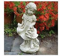 Girl & Bunny Rabbit Statue | Reconstituted Stone Classic Outdoor Concrete Garden Ornament