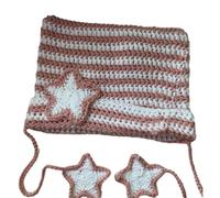 Girl Cartoon Kitten Ear Striped Knit Hat Y2K Party Photo Props Hot Girl Cute Slouchy Knitting Crochet Hats For Men