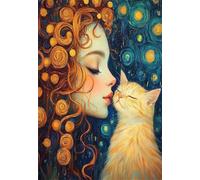 Girl Cat Jigsaw Puzzles for Adults 150 Piece Challenging Puzzle Games, Difficult Hard Jigsaw Puzzles for Man and Woman, 150 Pieces Puzzles for Adults