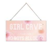 Girl Cave Sign, Hanging Bedroom Door Decoration Sign for Bedroom Woodland Nursery Home Decor, No Boys Allowed Except Daddy Signs Wall Decorations, Cute Pink Preppy Room Decor for Teen Girls