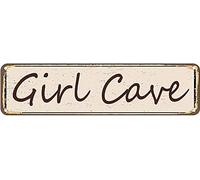 Girl Cave Street Signs Aluminum Metal Plaque Rustic Tin Sign Retro Wall Decor 4x16 Inch