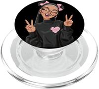 Girl Character Double Peace Sign Round Glasses Pop Graphic PopSockets PopGrip for MagSafe