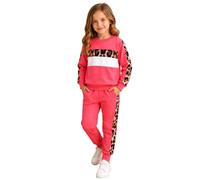 Girl Clothes - Sporty Leopard Print Kids Tracksuit For & Autumn Long Sleeve Top With Design And Matching Pants For Girls And Boys