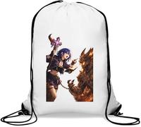 Girl Confronting Fiery Demon Gym Sack Casual Drawstring Bag White