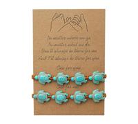 Girl Costume Jewelry Turquoise Turtle Bead Bracelet Adjustable Hand Woven Vintage Bracelet with Card for Women Men Beach Jewelry Mens Watch and Bracelet Set (A, One Size)
