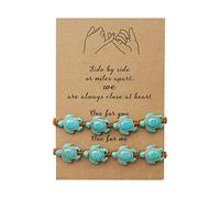 Girl Costume Jewelry Turquoise Turtle Bead Bracelet Adjustable Hand Woven Vintage Bracelet with Card for Women Men Beach Jewelry Mens Watch and Bracelet Set (B, One Size)