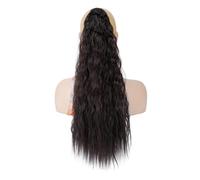 girl Curly Drawstring Ponytail wig 22" Long Afro Ponytail Extension Natural Tails Hairpieces for Women Black gold red party(B)