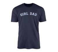 Girl Dad Navy T-Shirt Top Tee - Father's Day Daddy Papa Birthday Little Lady Daughter Cute Blue Varsity Style Simple Text Phrase Quote Gift Present (Large, Navy Prime)