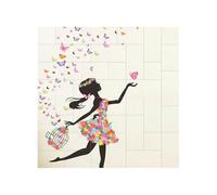 Girl Dance Butterfly Printed Square Jigsaw Puzzle 16x16 CM, Puzzle Challenging Game for Adults Gifts, Family Fun Decorative Wall Decor