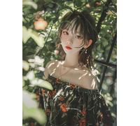 Girl Diamond Painting, Flower Diamond Art Kits Adults, Round Full Drill Gem Art Adults and Beginners, Crystal Rhinestone Cross Embroidery Craft Painting Sets, Home Wall Decoration 60x80cm 0U-178