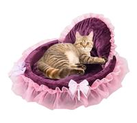 Girl Dog Bed Soft Plush Princess Cat Bed Cute Cat with Removable Cushion ＆ Lace Edge Machine Washable All Seasons Sleeping Pad Dog Beds for Small Dogs Less Than 3.5 Kg Princess Beds