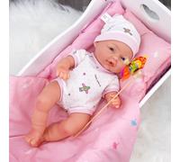 (Girl Doll) The Magic Toy Shop 14" Anatomically Correct Vinyl Lifelike New Born Realistic Baby Girl Boy Doll