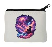 Girl Dreaming Amongst Vibrant Galaxy Lights Neoprene Coin Purse Pouch 10x11cm White