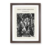 Girl Dreaming By Ernst Ludwig Kirchner Exhibition Museum Painting Framed Print | A4 Walnut Framed Wall Art | Ready to Hang | Modern Historical Picture | Living Room Bedroom Lounge Office