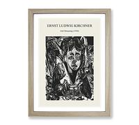 Girl Dreaming By Ernst Ludwig Kirchner Exhibition Museum Painting Framed Wall Art Print, Ready to Hang Picture for Living Room Bedroom Home Office Décor, Oak A4 (34 x 25 cm)