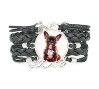 Girl Dreamy Nebula Pekingese Dog Love Adjustable Leather Braided Bracelet | Multilayer,Punk,Wristband,Handmade,Gift,Bangle,Accessory, Girlfriend,Lover,Ethnic,Friendship ,Birthday,Christmas,Music
