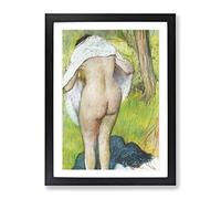 Girl Drying Herself By Edgar Degas Classic Painting Framed Wall Art Print, Ready to Hang Picture for Living Room Bedroom Home Office Décor, Black A2 (64 x 46 cm)