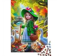Girl Duck Green Hat 1000 Pieces Jigsaw Puzzles For Adults Educational Games Stress Relieving Entertainment Cultivate The Spirit of Teamwork for The Whole for Women, Gifts for Men 300pcs