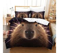 Girl Duvet Cover With 2 Pillowcases 3D Printed Animal Capybara Bedding Set With Zipper Closure Unique Design Anti-Allergic Duvet Cover - Single 90X190 Cm - Soft Fabric Is Easy To Care For-49125362634