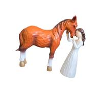 Girl Embraces Horse Sculpture, Handcrafted Resin Sculpture, A