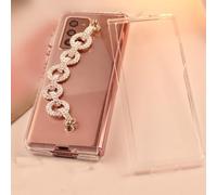 Girl Fashion Transparent Case For Samsung Galaxy Z FOLD 4 2 3 Z FOLD5 Bling Crystal Pearl Diamond Bracelet Hand Chain Case Cover,Diamond Chain,For Z Fold 4