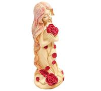 Girl Figurine - Girl on Desk Holding Pink | Figurines Decorative Ornaments Resin Birthday Gift Woman Home Decor Bookshelf Display
