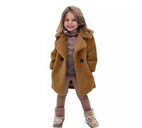 Girl Fleece Jackets Thicken Teddy Plush Peacoats Kids Faux Fur Fuzzy Coat With Pockets Winter Warm Sherpa Trench Coat Bodywarmer Outwear Boy Outdoor Cold Weather Brown 3 Years