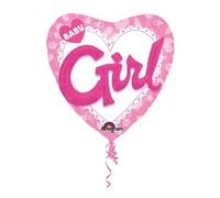 Pink Heart Foil Balloon with Baby Girl Design - 1 Pc.