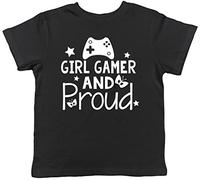 Girl Gamer and Proud Cute Girls Childrens Kids Short Sleeve T-Shirt Black, Gaming Birthday Presents Ideas, Retro Tee Clothing Gifts for Girls