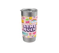 Girl Gamer Cherries Controller Pink Headset Pixels Game Over Stainless Steel Insulated Tumbler