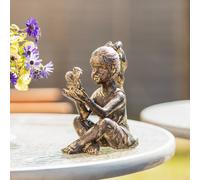Girl Garden Ornament Sitting Fairy Statue Distressed Pixie Figure Outdoor Decor