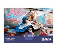 Girl Graffiti Wall 1000 Pieces Jigsaw Puzzle Set Urban Fantasy Vibe Premium Jigsaw Puzzle Sturdy Cardboard Couple Partners Ultra Difficult Christmas 38x26cm/1000pcs