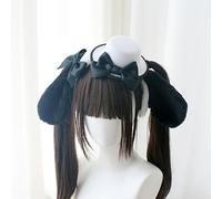 Girl Halloween Japanese Pudding Dog Ears Cap Top Hat Lolita Headband Cosplay Costume Party Props Headdress (white black)