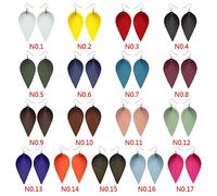 Girl Handmade Leather Earrings Boho Leaf Teardrop Hook Dangle Pendant Ear Stud Women Jewelry, black green