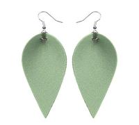 Girl Handmade Leather Earrings Boho Leaf Teardrop Hook Dangle Pendant Ear Stud Women Jewelry light green