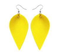 Girl Handmade Leather Earrings Boho Leaf Teardrop Hook Dangle Pendant Ear Stud Women Jewelry, yellow