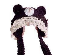 Girl Hat Headband Cute Lace Bear Ears Knitted Woolen For Outdoor Activities Festival Party Knitted Hats For Baby Girl Boy Slouchy Women Men