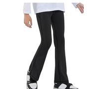 Girl High Waisted Flared Leggings Yoga Sports Pants, High Stretch Running Dance Pants for Kid School Physical Exercise (Black,12-13Years)