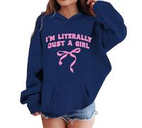 Girl Hoodie Long Sleeve Soft Sweatshirt Graphic Kids Cute Pullovers Top Clothes Cherry Bow Print Zip Up Hooded Girls Boys Age 3 to 10 Years(Blue, 4-5 Years)
