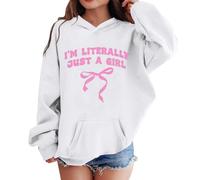 Girl Hoodie Long Sleeve Soft Sweatshirt Graphic Kids Cute Pullovers Top Clothes Cherry Bow Print Zip Up Hooded Girls Boys Age 3 to 10 Years(White, 3-4 Years)