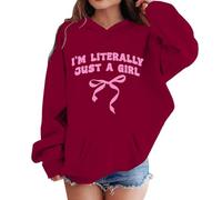 Girl Hoodie Long Sleeve Soft Sweatshirt Graphic Kids Cute Pullovers Top Clothes Cherry Bow Print Zip Up Hooded Girls Boys Age 3 to 10 Years(Red, 11-12 Years)