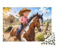 Girl Horse Farm Jigsaw Puzzle, 1000 Pcs Indoor Adult Game | 52x38cm Cardboard, Brain Workout, Smooth Surface Finish, Adult Hobbyists, Stress Reduction